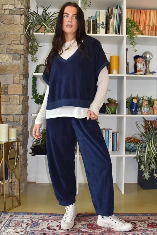 Terry B Hi Lo Tank Navy